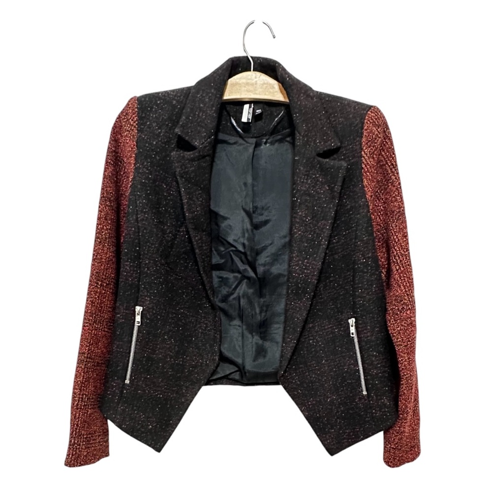 NWOT Topshop Inverse Plaid Tweed Jacket Size 4